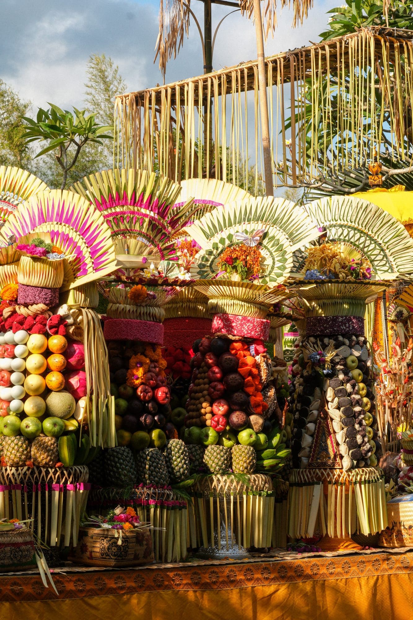 Towering offerings for a temple ceremony