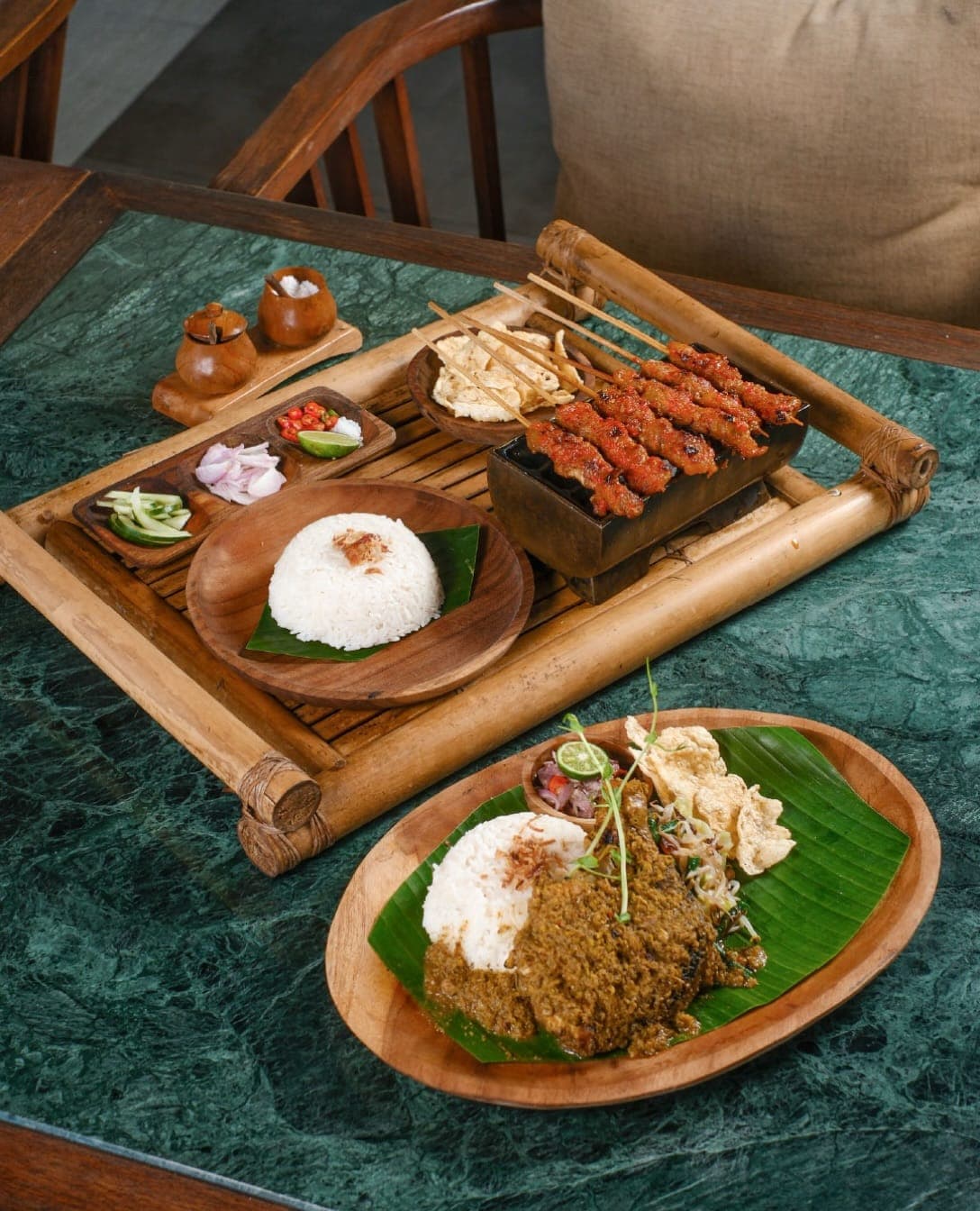 A Balinese feast of satay and rice